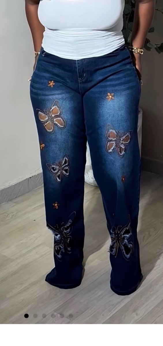 Butterfly wide leg jean