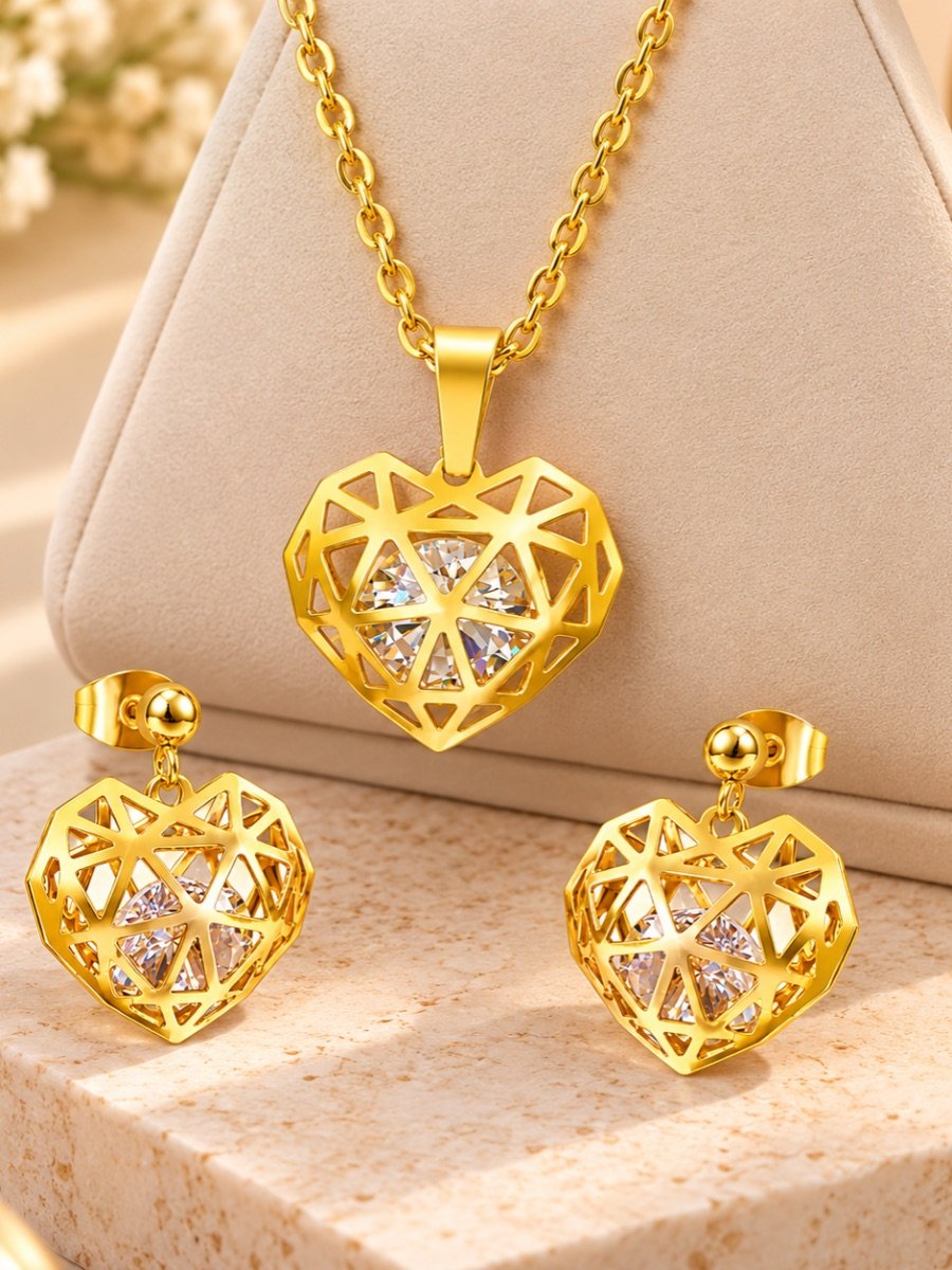 18K Gold Plated Heart Radiance Jewellery Set