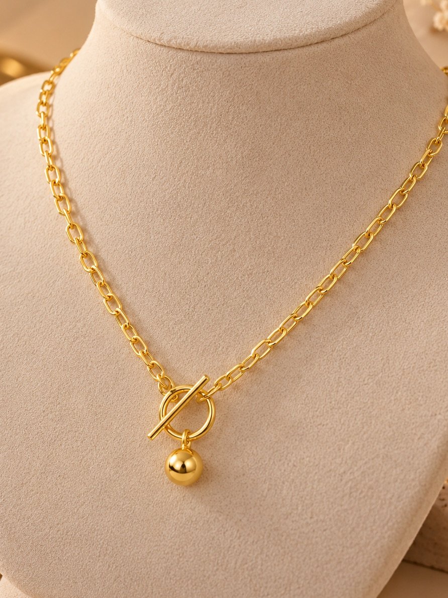 Golden Toggle Ball Chain Necklace