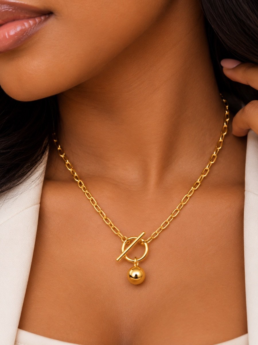 Golden Toggle Ball Chain Necklace