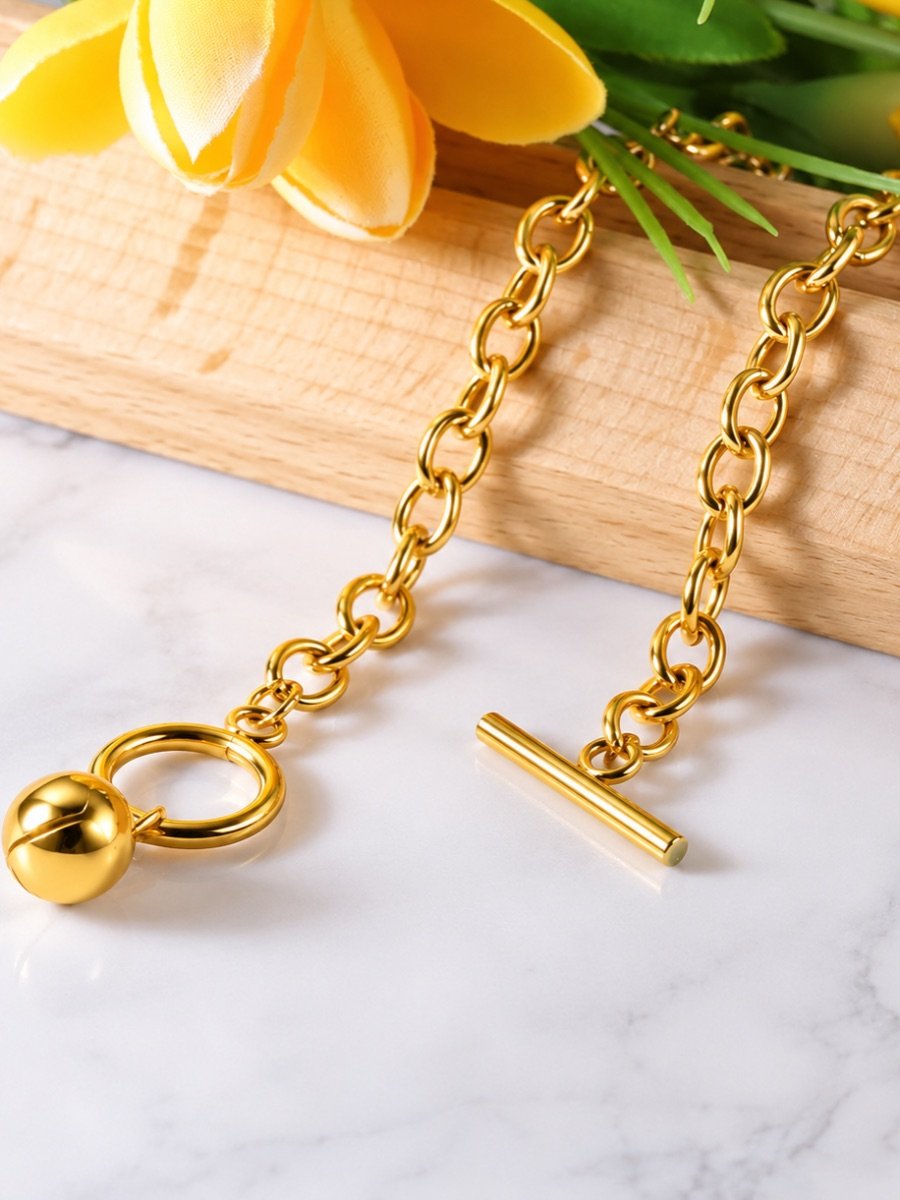 Golden Toggle Ball Chain Necklace