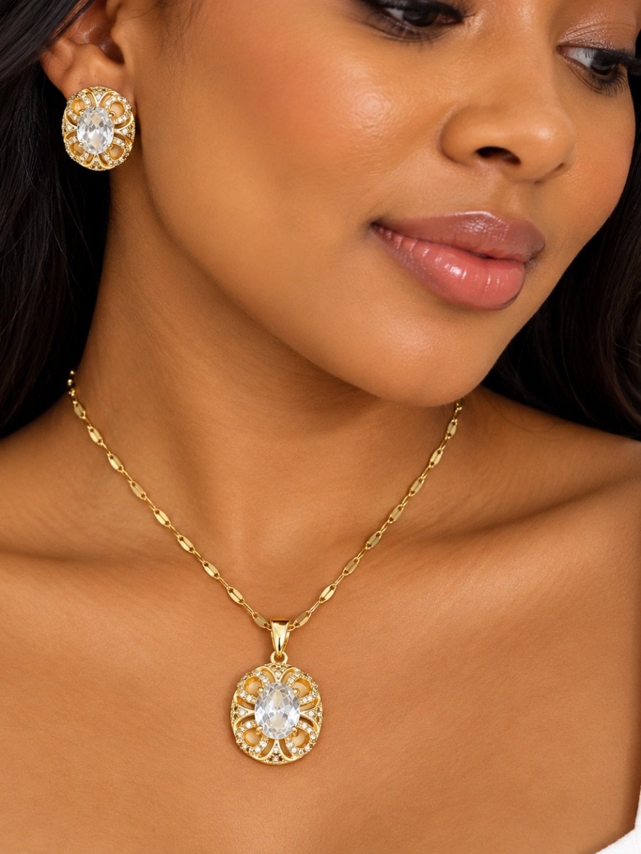 Gold Crystal Luxe Jewellery Set