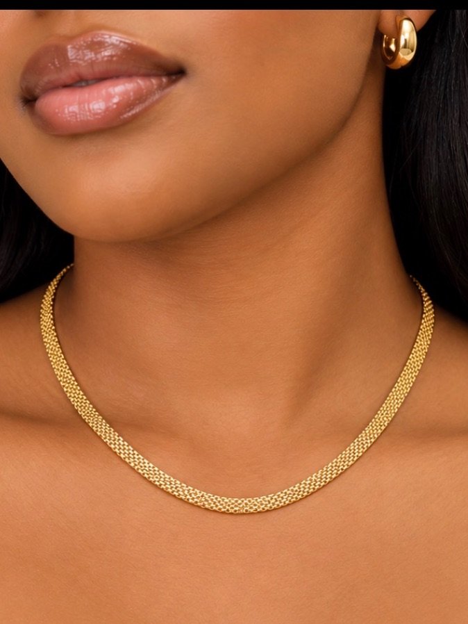 DSF Italian Gold-Plated Mesh Chain Necklace 45cm