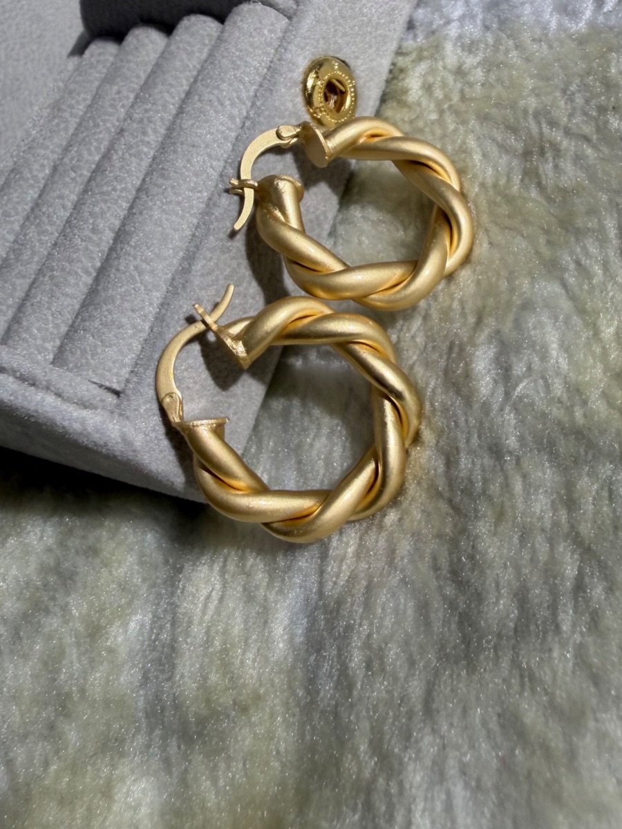 The Twisted Aura Matte Gold Hoops