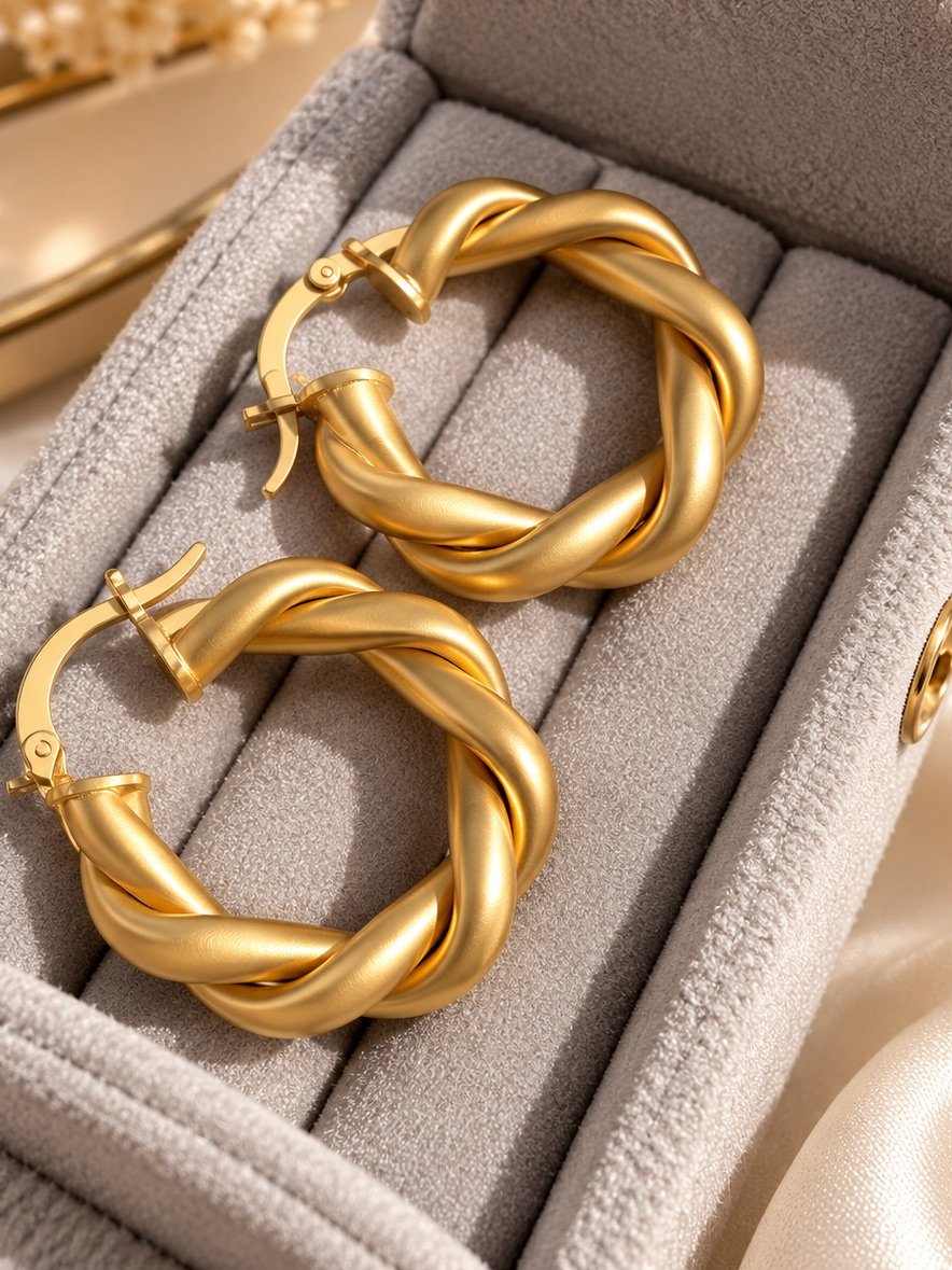 The Twisted Aura Matte Gold Hoops