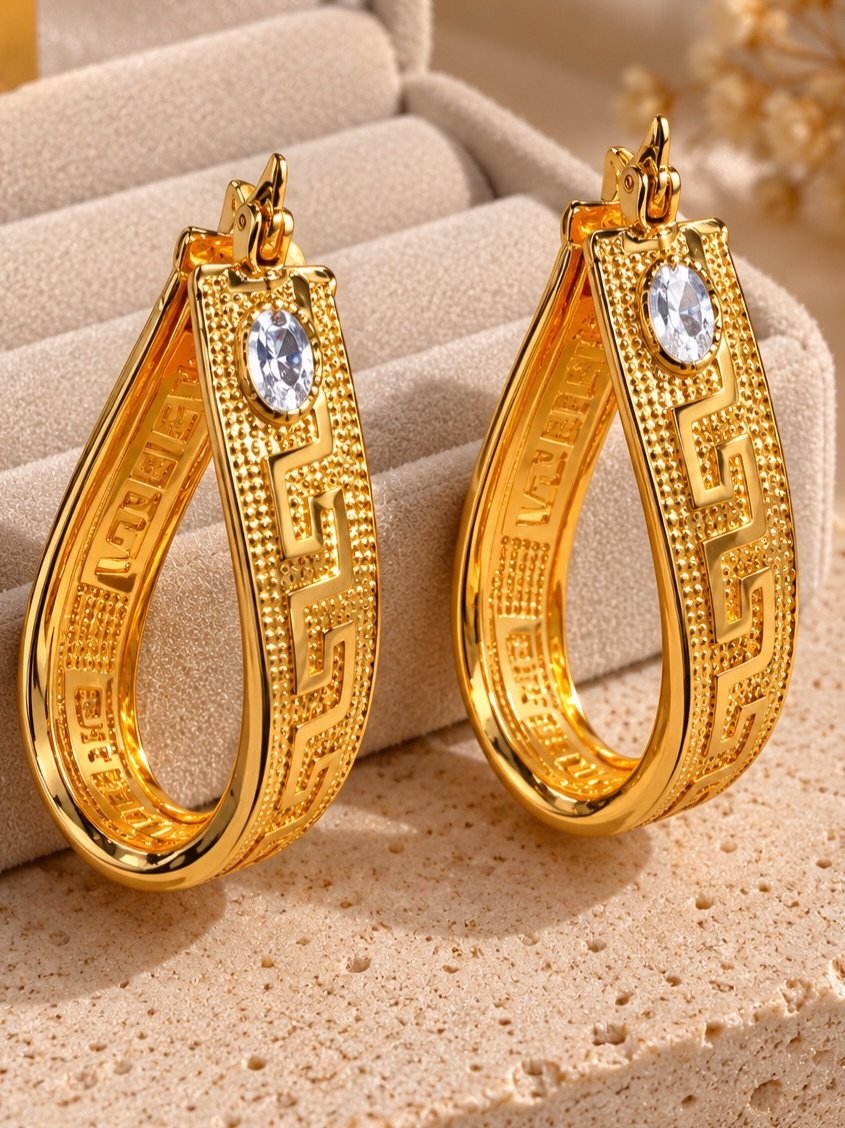 Greek Crystal Luxe Hoops