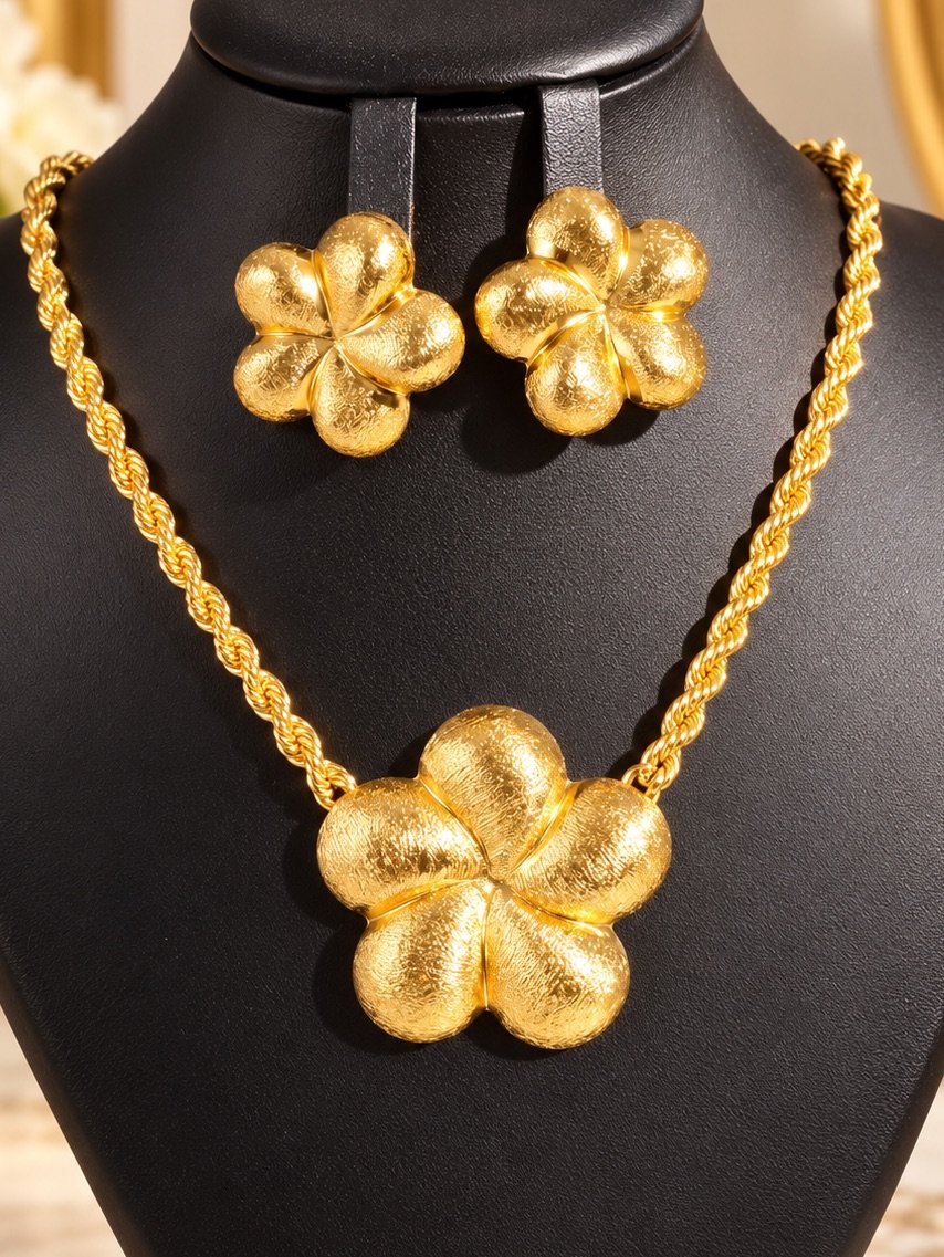 Golden Bloom Gold-Plated Jewellery Set