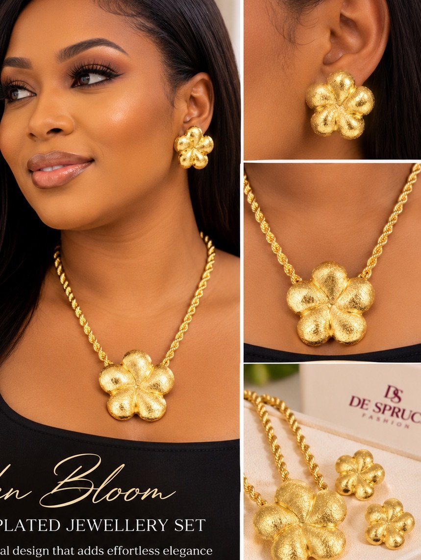 Golden Bloom Gold-Plated Jewellery Set
