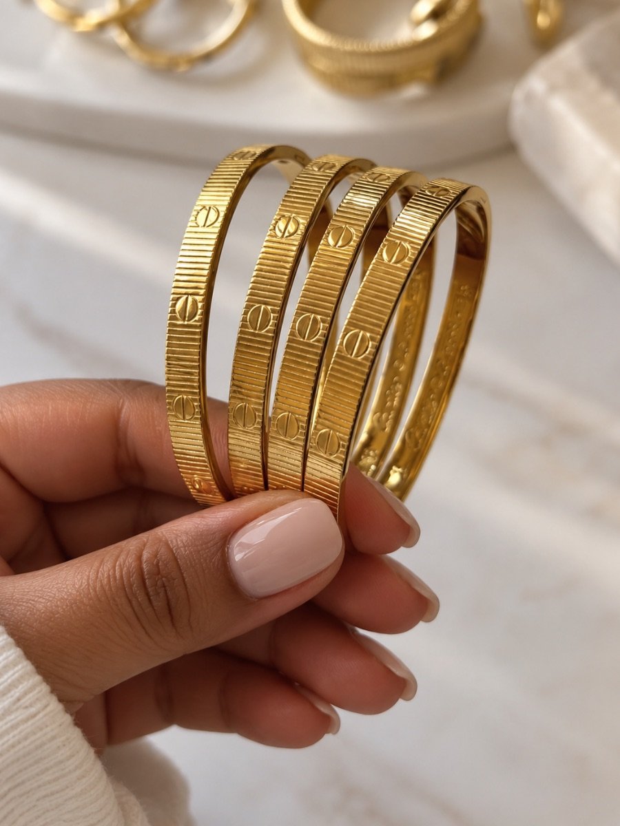 Cartier-Inspired Love Bangle Set – Gold Plated