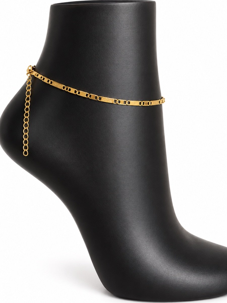 Gold Plated Rectangular Link Anklet