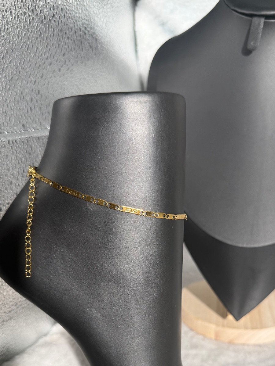 Gold Plated Rectangular Link Anklet
