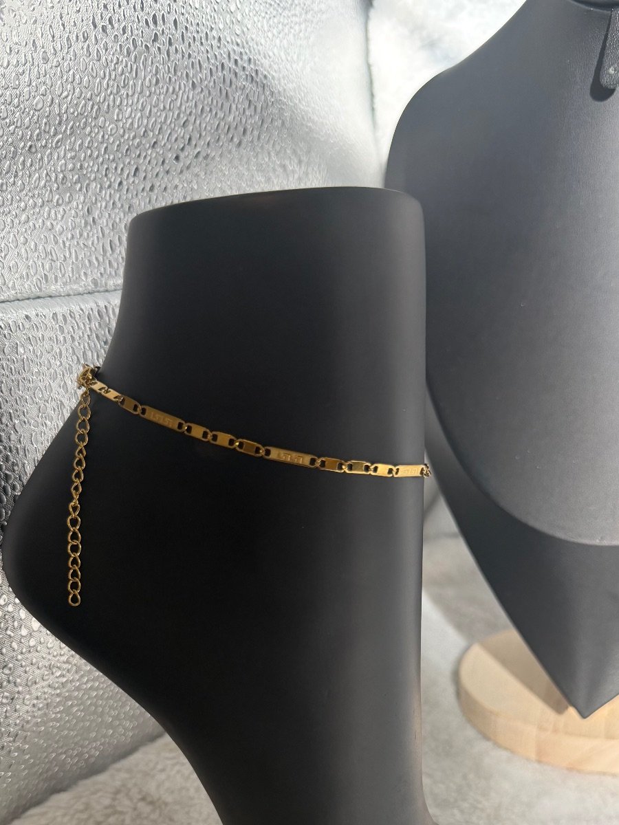 Gold Plated Rectangular Link Anklet