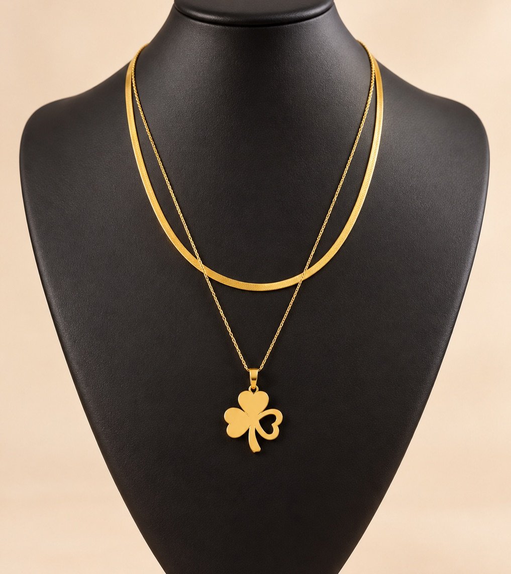 18K Gold Plated Clover Layered Necklace(click to see more designs)